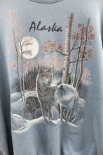 Load image into Gallery viewer, X - Vintage Alaska Wolves &amp; Moon Hanes Crewneck
