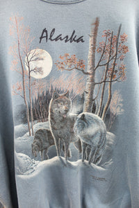 X - Vintage Alaska Wolves & Moon Hanes Crewneck