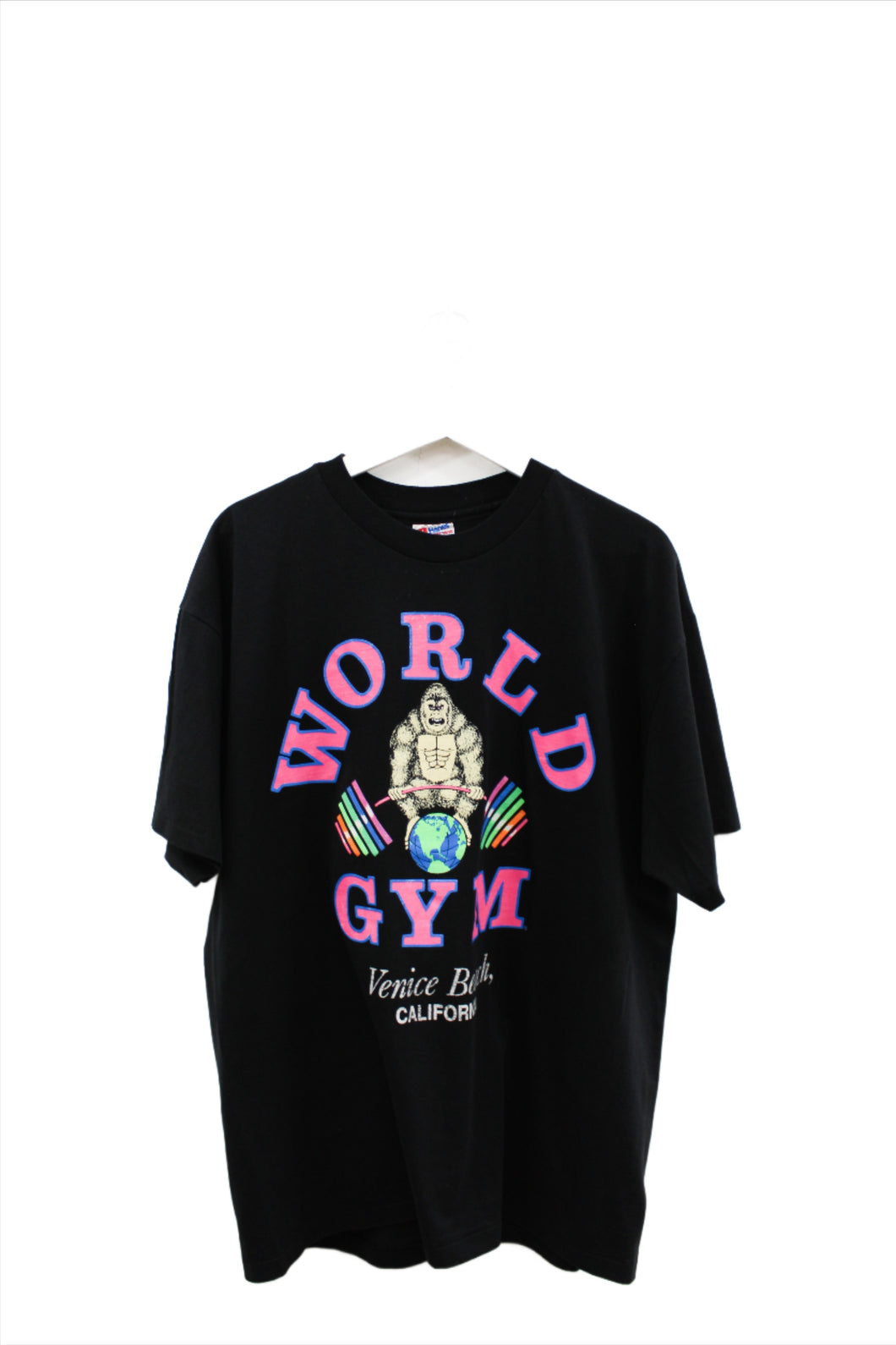 X - Vintage Single Stitch World Gym Gorilla Venice Beach Hanes Heavyweight Tee