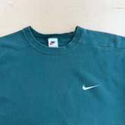 J- Vintage 90s Nike Embroidered Swoosh Forest Green Crewneck - L