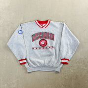 F- Vintage University Of Wisconsin Badgers Lee Embroidered Logo/Text Crewneck