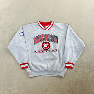 F- Vintage University Of Wisconsin Badgers Lee Embroidered Logo/Text Crewneck