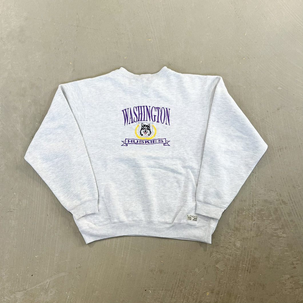 F- Vintage University Of Washington Logo 7 Embroidered Logo/Text Crewneck