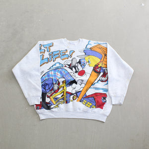 D- Vintage 1996 Looney Tunes Tweedy Bird & Sylvester Cat Jumbo Print Crewneck