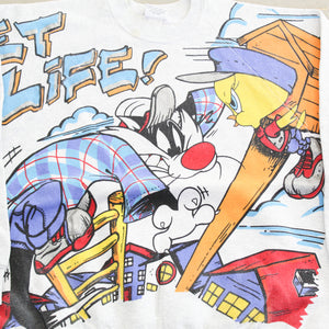 D- Vintage 1996 Looney Tunes Tweedy Bird & Sylvester Cat Jumbo Print Crewneck