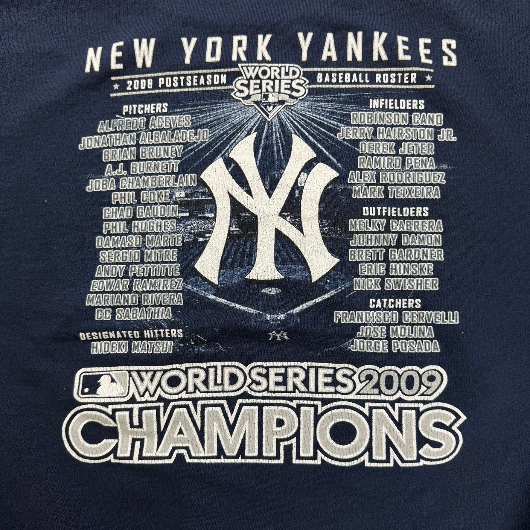 J- Vintage '09 New York Yankees MLB World Series Champions Graphic Crewneck - L