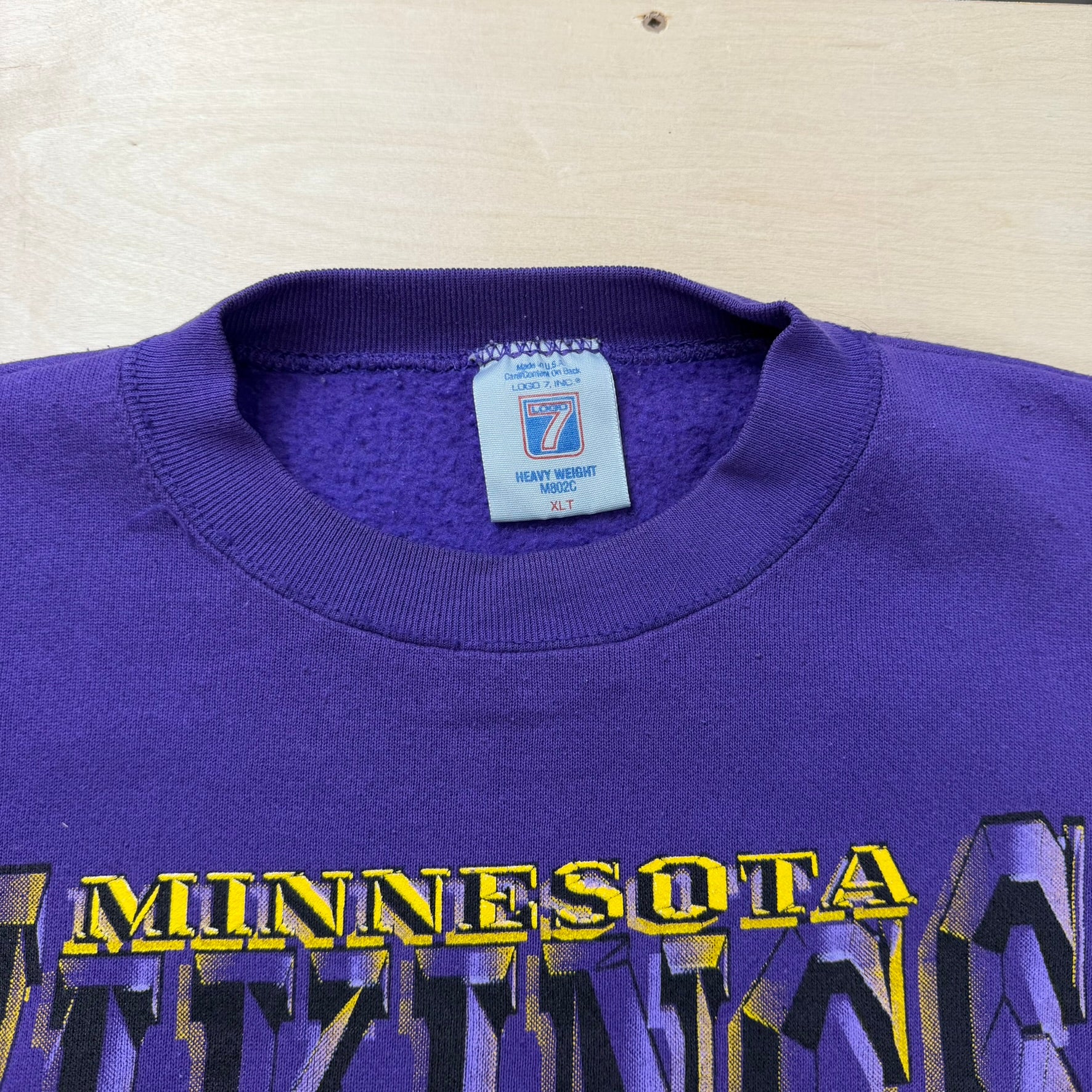 J- Vintage '94 Minnesota Vikings NFL Logo 7 Graphic Made In USA Crewneck - XL Tall