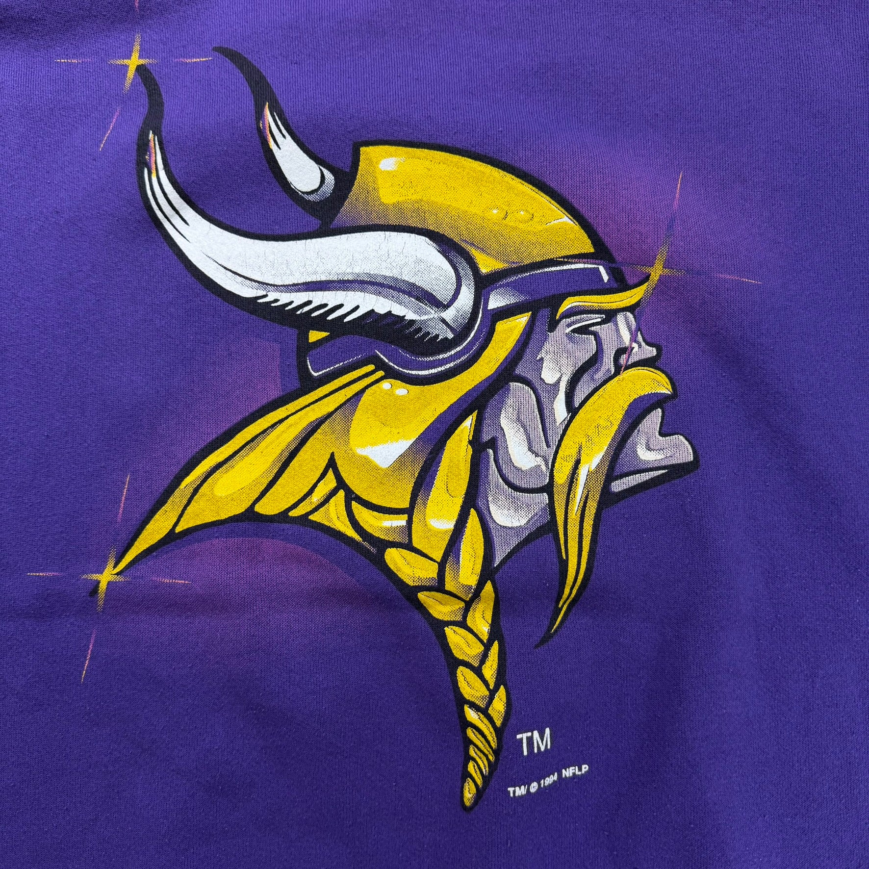 J- Vintage '94 Minnesota Vikings NFL Logo 7 Graphic Made In USA Crewneck - XL Tall
