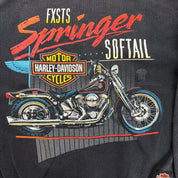 J- Vintage '89 Harley Davidson Springer Motorcycle Graphic Made In USA Crewneck - L