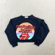 F- HOM Rolling Stones Logo Cropped Reworked Crewneck