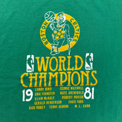 J- Vintage '81 Boston Celtics NBA World Champions Graphic Made In USA Single Stitch Tee - L (fits M)