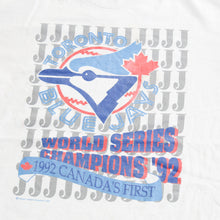 Load image into Gallery viewer, F- Vintage 1992 Toronto Blue Jays MLB Logo &amp; Text Single Stitch Tee
