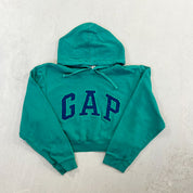 F- HOM GAP Green Embroidered Cropped Reworked Hoodie
