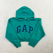 Load image into Gallery viewer, F- HOM GAP Green Embroidered Cropped Reworked Hoodie

