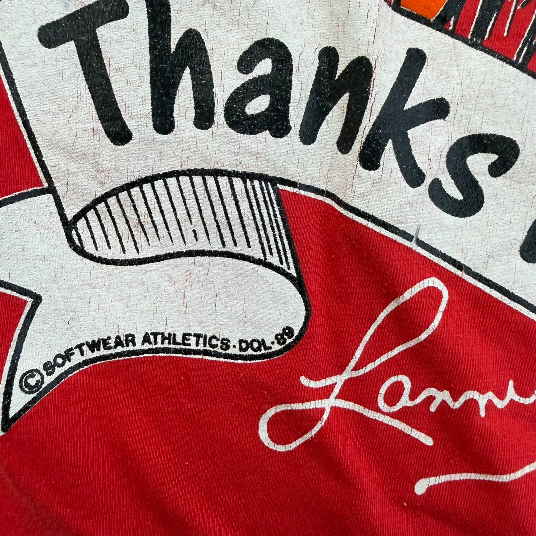 J- Vintage '89 Calgary Flames Lanny McDonald Thanks For The Memories Single Stitch Tee - M