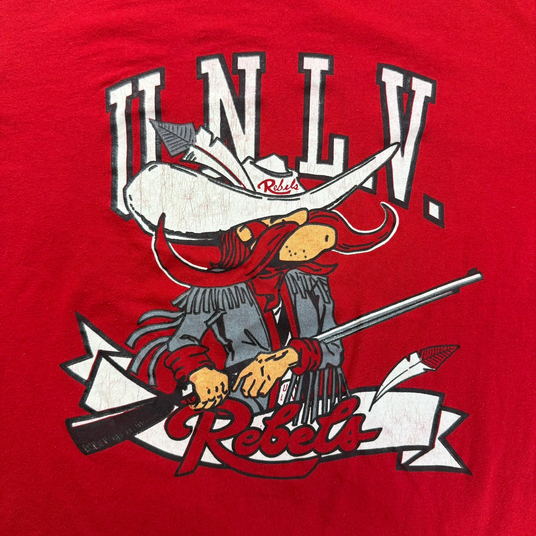 J- Vintage University Of Las Vegas Rebels Mascot Graphic Made In USA Single Stitch Tee - L