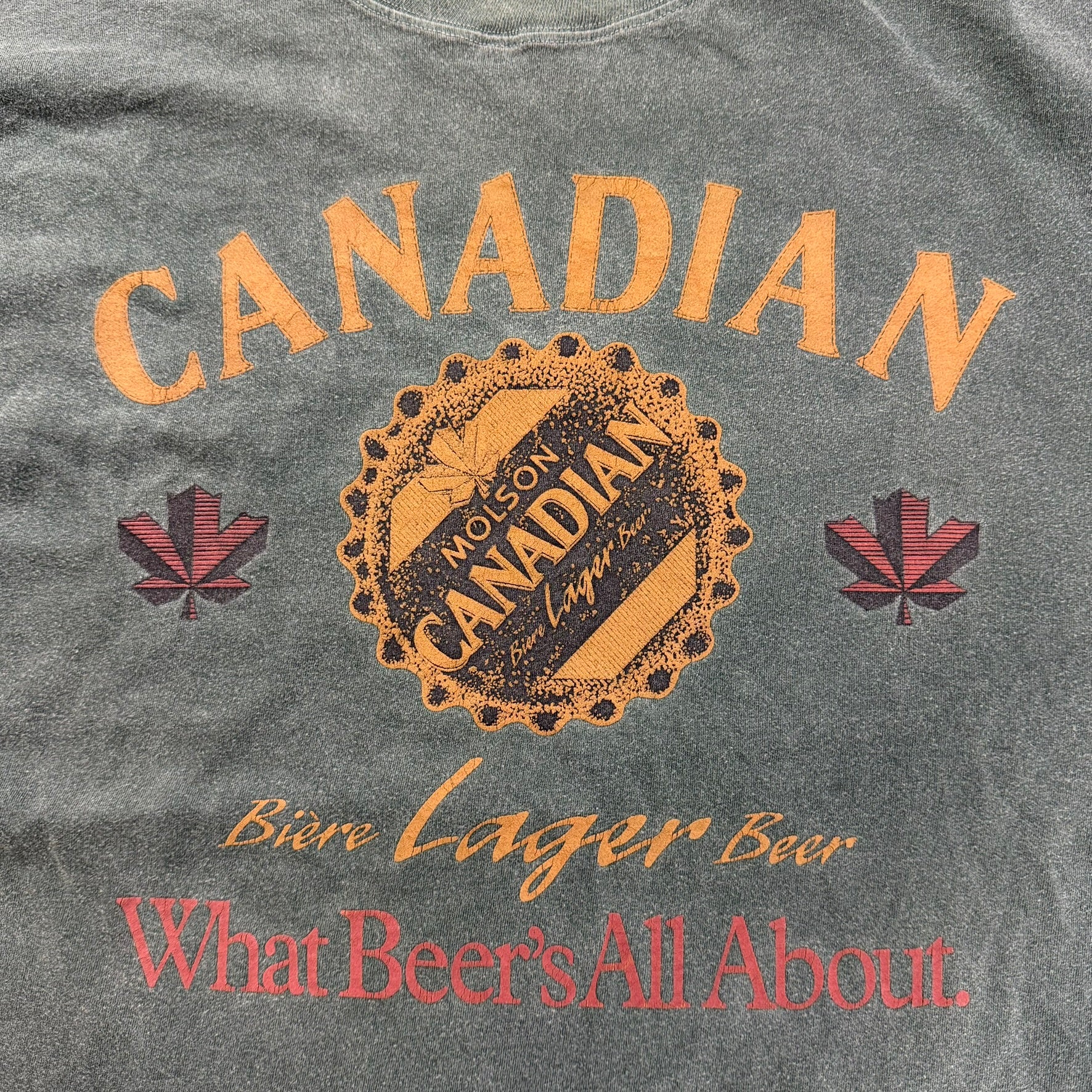 J- Vintage Molson Canadian What Beer's All About Graphic Single Stitch Tee - L