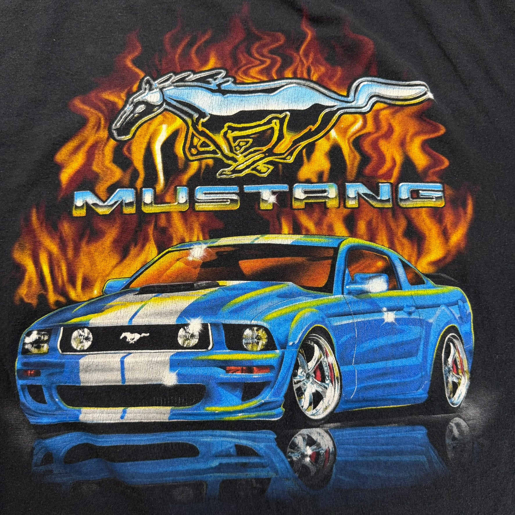 J- Vintage Ford Mustang Logo & Car Graphic Tee - 2XL