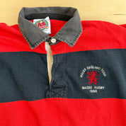 J- Vintage '96 Barbarian Rugbywear Wales England Tour Magee Rugby Embroidered Logo Long Sleeve Rugby Shirt - 2XL