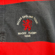 J- Vintage '96 Barbarian Rugbywear Wales England Tour Magee Rugby Embroidered Logo Long Sleeve Rugby Shirt - 2XL