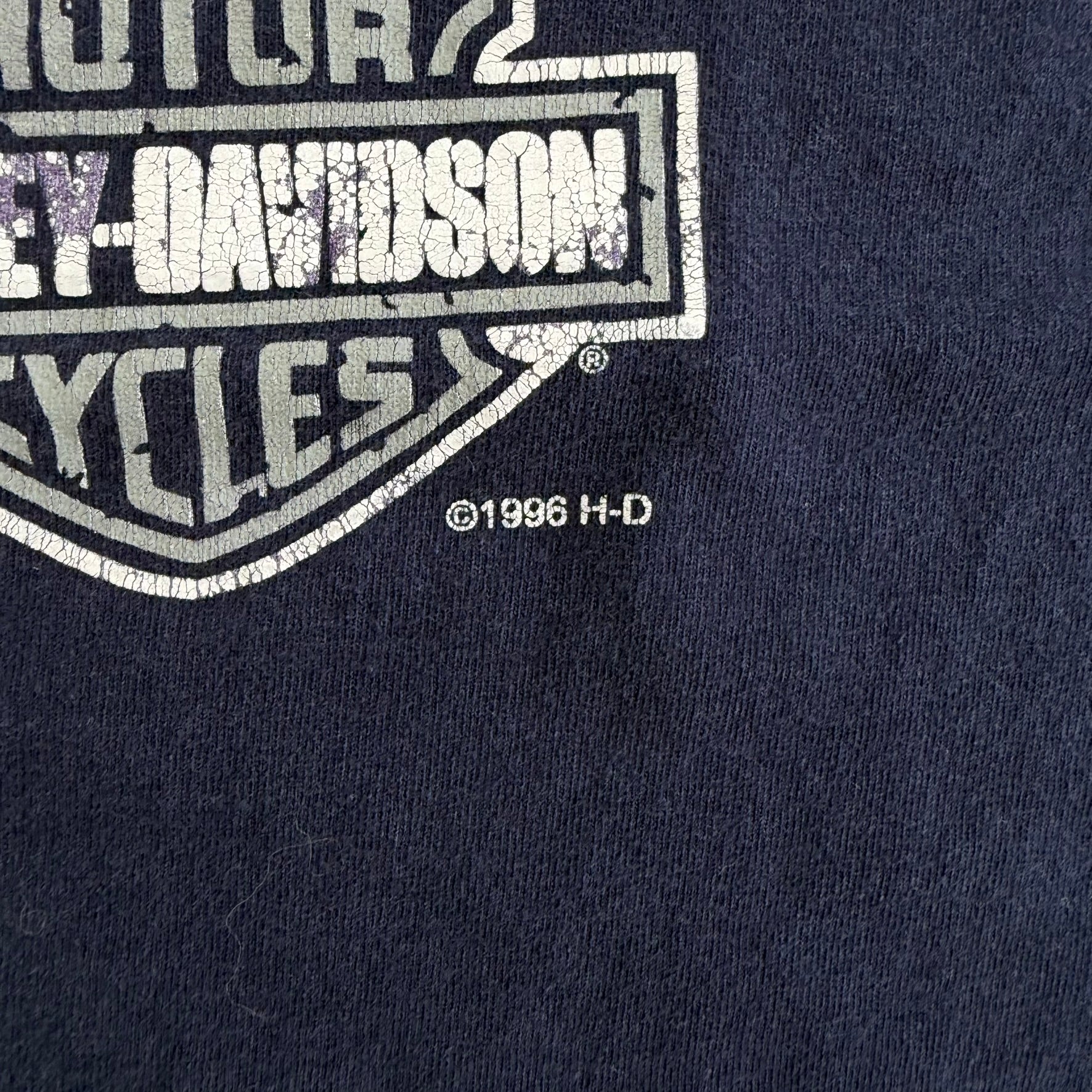 J- Vintage '96 Harley Davidson Made In USA Text Long Sleeve Tee - M