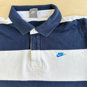 J- Vintage Nike Sportswear Embroidered Logo Striped Long Sleeve Rugby Shirt - L