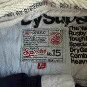 J- Vintage Superdry Scotland Embroidered Text Long Sleeve Rugby Shirt - XL