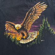 J- Vintage Eagle Flying Over Forest Graphic Made In USA Single Stitch Tee - L