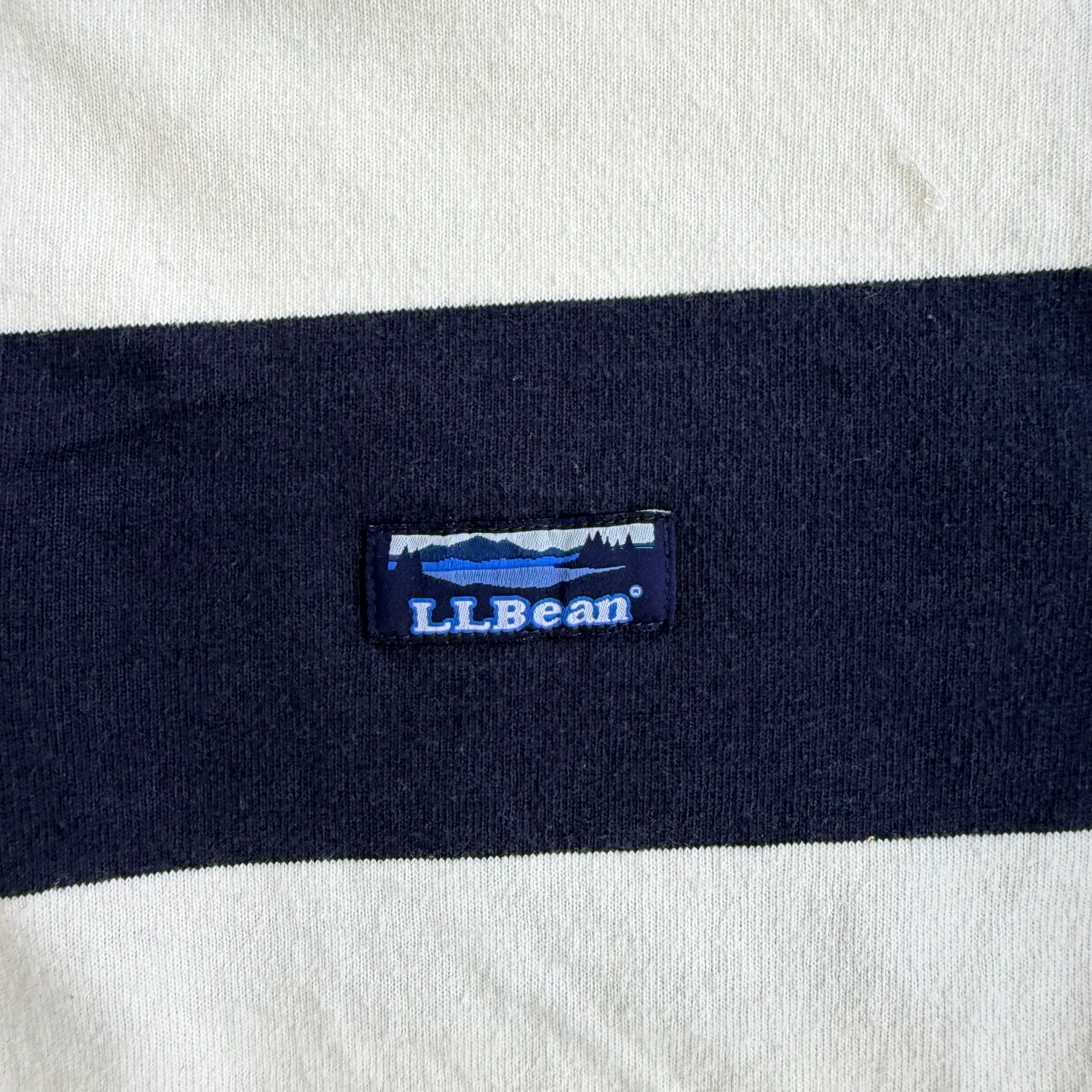J- Vintage LL Bean Logo Striped Long Sleeve Rugby Shirt - L