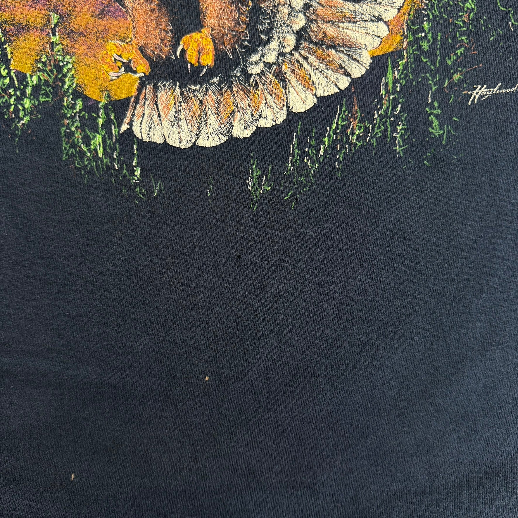 J- Vintage Eagle Flying Over Forest Graphic Made In USA Single Stitch Tee - L