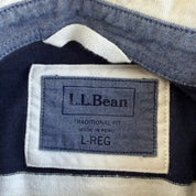 J- Vintage LL Bean Logo Striped Long Sleeve Rugby Shirt - L