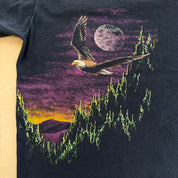 J- Vintage Eagle Flying Over Forest Graphic Made In USA Single Stitch Tee - L