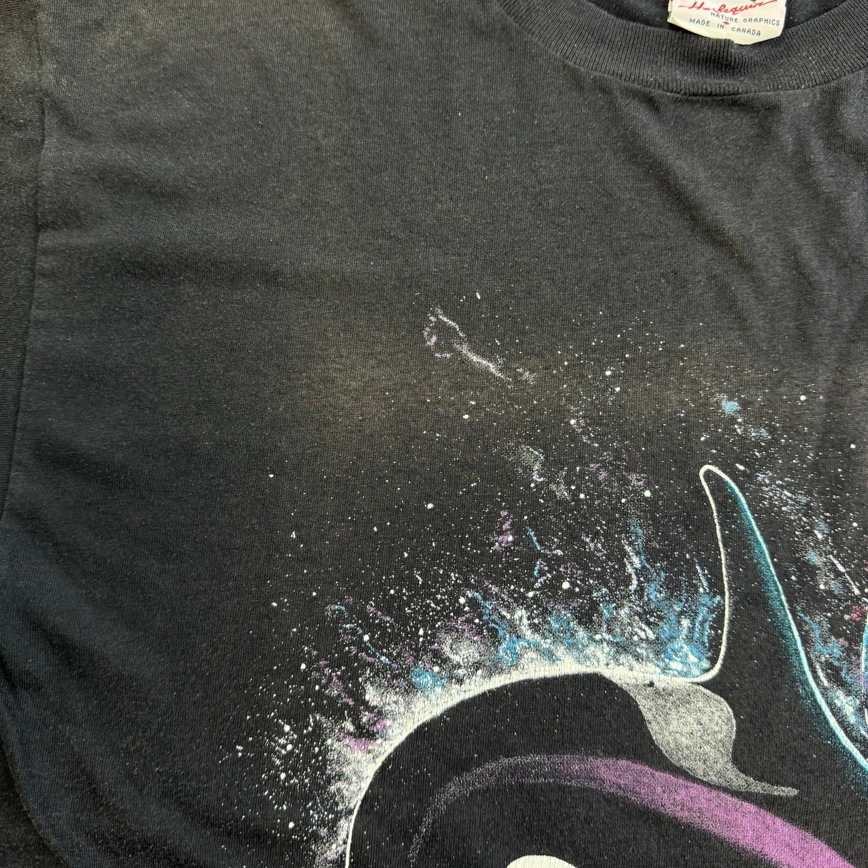J- Vintage '90 Harlequins Animals In Space Graphic Single Stitch Tee - L