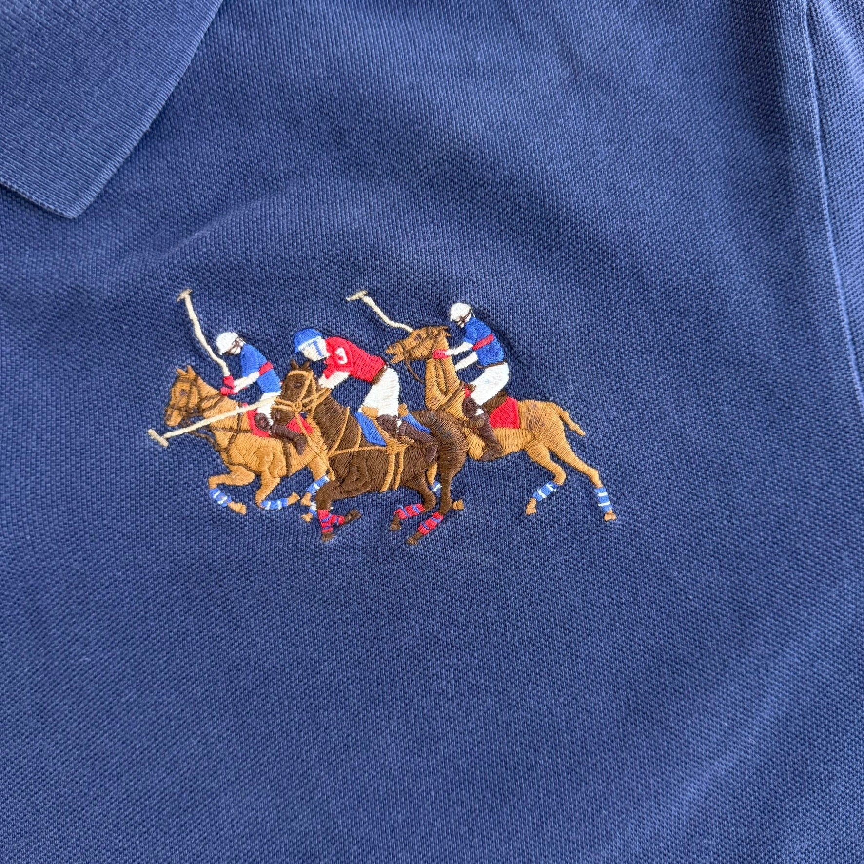 J- Vintage Polo RL Embroidered Logo Navy Polo Shirt - XL