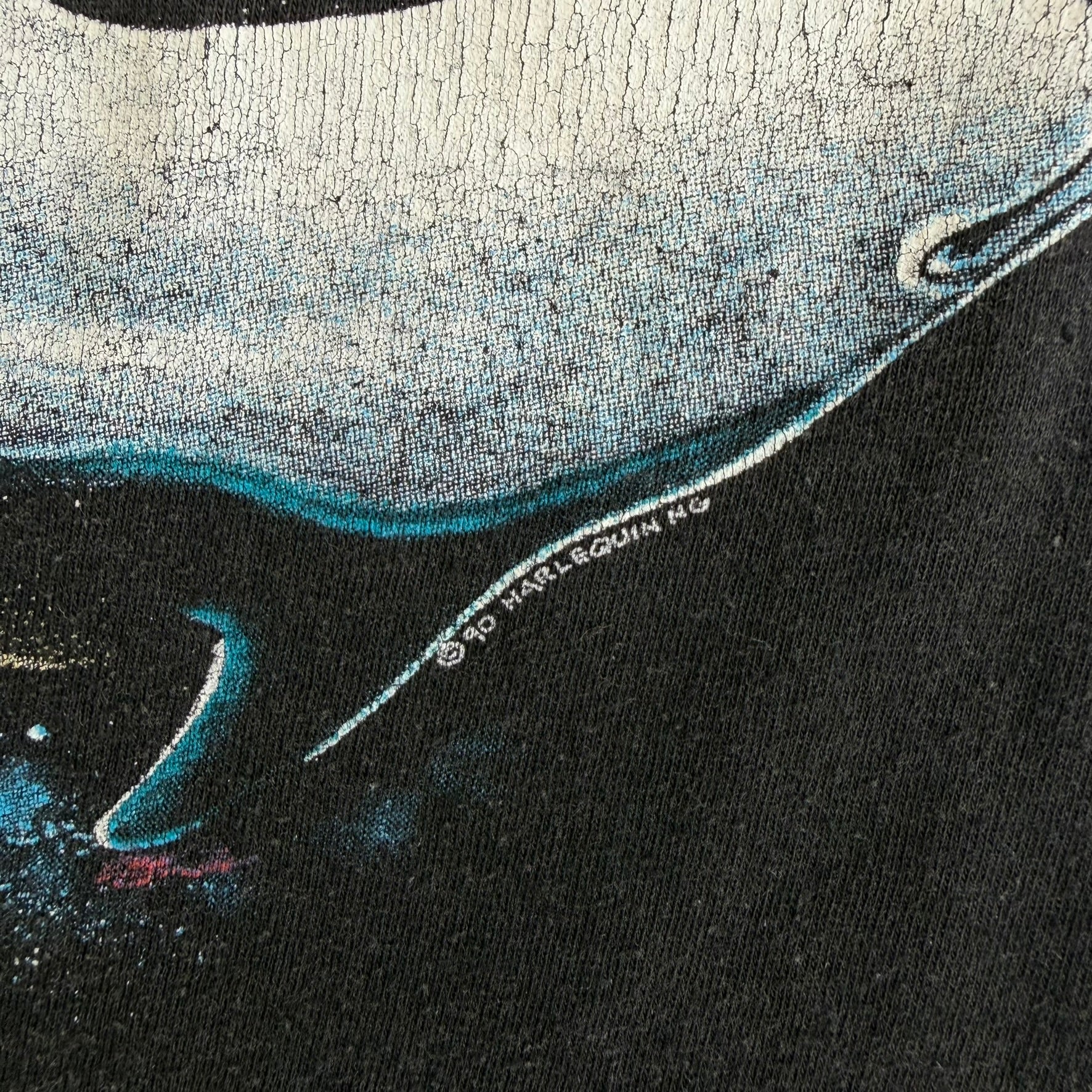 J- Vintage '90 Harlequins Animals In Space Graphic Single Stitch Tee - L