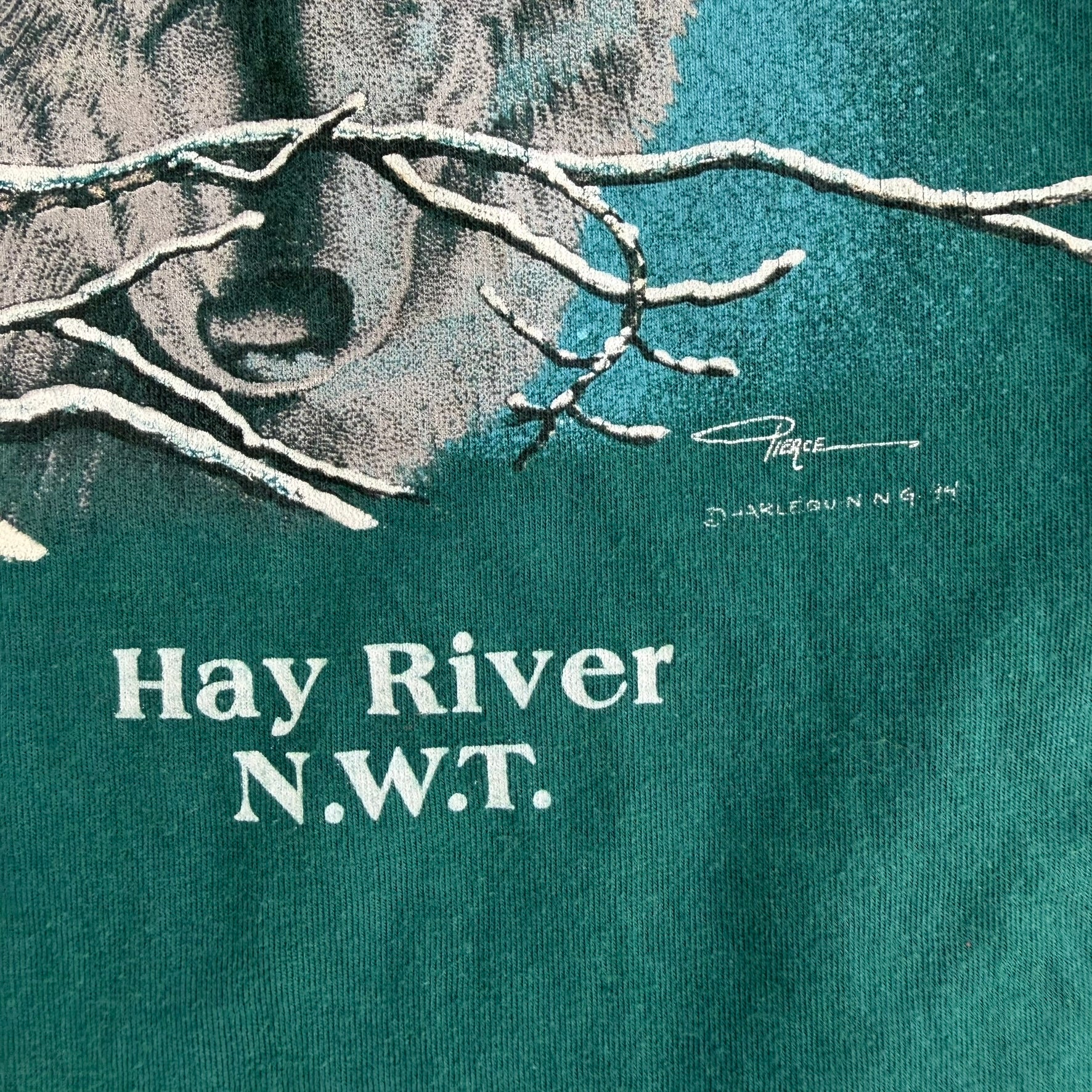 J- Vintage '94 Hay River North West Territory Wolves Graphic Single Stitch Tee - L