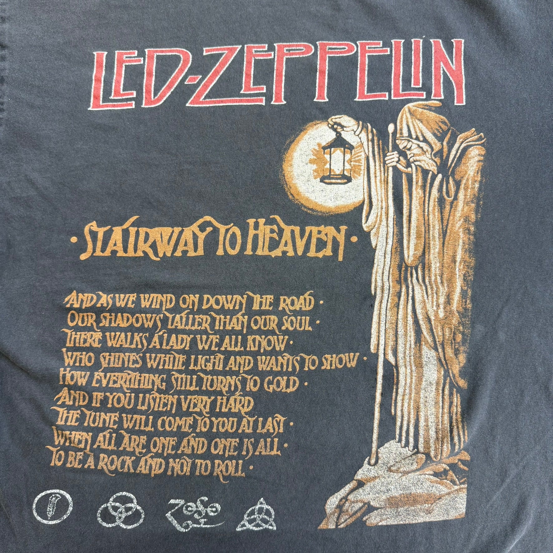 J- Vintage Led Zeppelin Stairway To Heaven Text & Graphic Tee - L