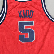 F- Vintage Brooklyn Nets New Jersey Text Jason Kidd NBA Nike Team Basketball Jersey