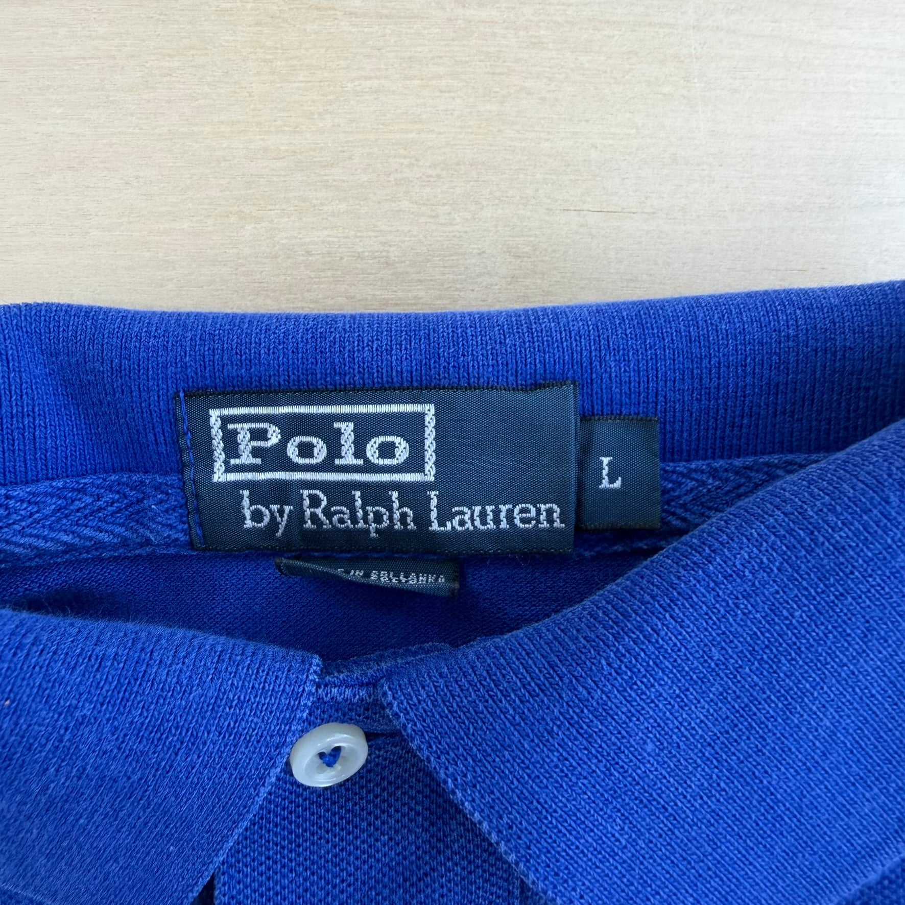J- Vintage 90s Polo RL Embroidered Logo Blue Polo Shirt - L
