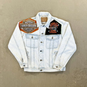 F- HOM Harley Davidson Reworked Custom Denim Jacket