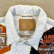 F- HOM Harley Davidson Reworked Custom Denim Jacket