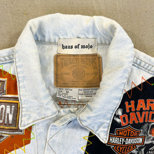 F- HOM Harley Davidson Reworked Custom Denim Jacket
