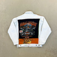 Load image into Gallery viewer, F- HOM Harley Davidson Reworked Custom Denim Jacket

