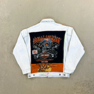 F- HOM Harley Davidson Reworked Custom Denim Jacket