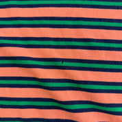 J- Vintage Polo RL Embroidered Logo Striped Orange/Green Polo Shirt - 2XL