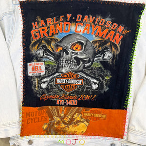 F- HOM Harley Davidson Reworked Custom Denim Jacket