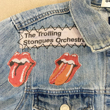 Load image into Gallery viewer, F- HOM Gap Rolling Stones/Metallica Reworked Custom Denim Jacket

