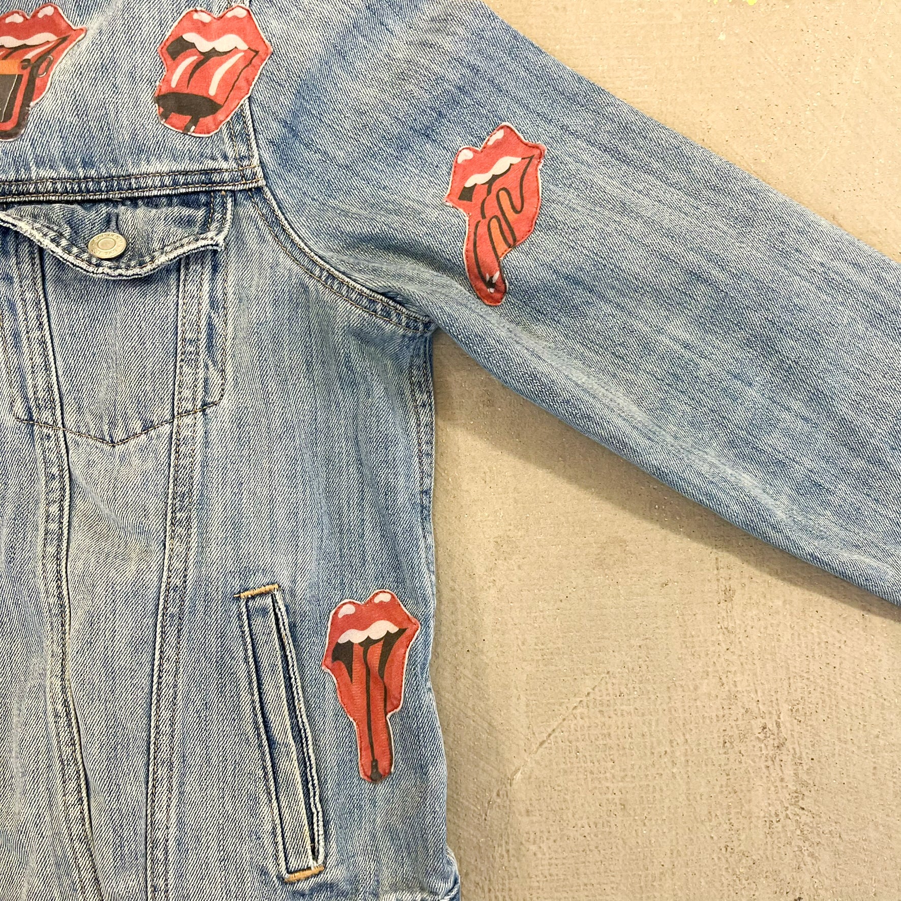 F- HOM Gap Rolling Stones/Metallica Reworked Custom Denim Jacket