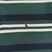 J- Vintage Polo RL Embroidered Logo Striped Forest Green Polo Shirt - 2XL