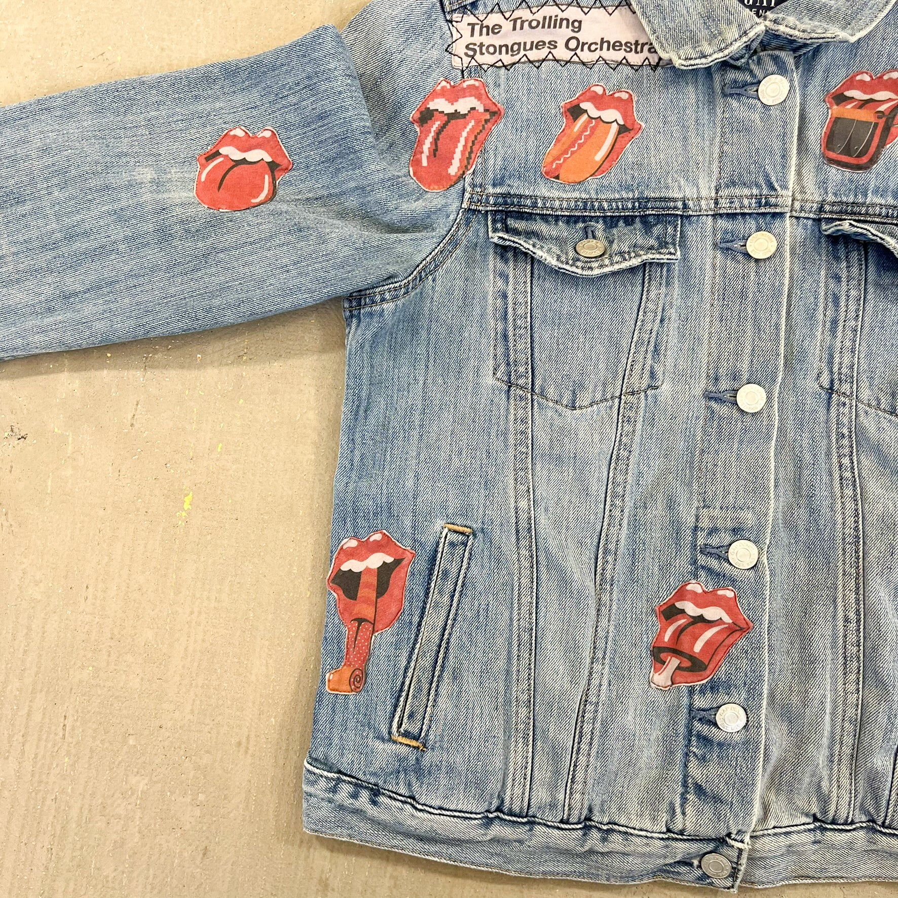 F- HOM Gap Rolling Stones/Metallica Reworked Custom Denim Jacket